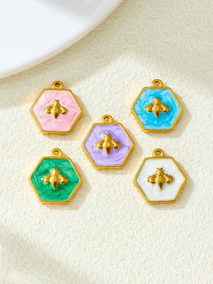3个/5个不锈钢滴油蝴蝶吊坠，DIY手链项链耳环饰品配件 - Bee - 查看 1