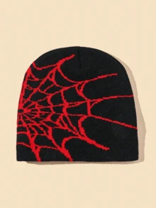 2pcs/Set Or 1pc Men's Unique Spider Web Jacquard Knit Beanie Hat, Suitable For Autumn/Winter Casual Wear - Multicolor - View 10