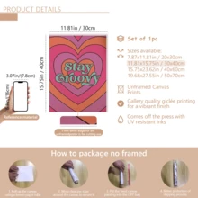 1pc Stay Groovy Love Pattern: Fashionable Colorful Wall Art Canvas, Chic Girl Art, Inspirational Quote Art, Home Decor, Canvas Wall Hanging - Multicolor - View 13