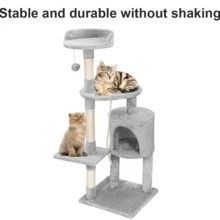 Lislark Cat Tree Large Climbing Tower Activity Centre Kitten Tall Scratching Post Condo - 淺灰色 - 查看 8