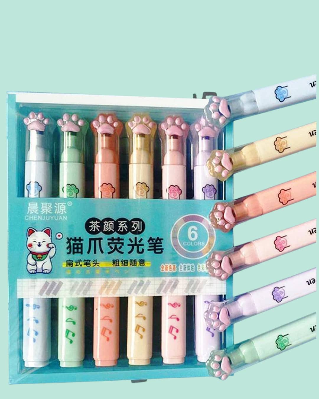 6 Pastel Colors Square Highlighter Pen, Kawaii Text Markers - CY7721 - Bộ 1 chú chó nhỏ - Xem 1