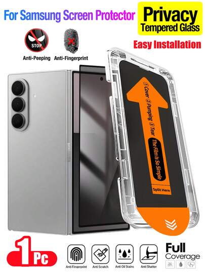 Yezodawee 1pc Privacy Screen Protector For Samsung Galaxy S Series, Supports 0.2s Fingerprint Unlock, Comes With Auto-Cleaning Tool And Auto-Alignment Tool, Fit For Samsung Galaxy S25 Ultra/S25+/S25/S24 Ultra/24 Plus/24/23/22/21, 25° Anti-Peeping Tempered Glass, Full Coverage, Anti-Fingerprint, Anti-Drop, Anti-Scratch, Bubble-Free, Great Gift For Birthday, Family, Friends, Phone Screen Protector, Phone Accessories