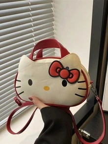 Bolsa Mini Sanrio Hello Kitty Primavera/Verão 2025 - Design de Desenho Animado Fofo, Couro Lacado Brilhante, Moda e Estiloso, Adequado para Adolescentes e Mulheres Jovens. Multifuncional 2 em 1, Pode Ser Carregada na Mão ou Usada Transversal. - Multicolorido - Visão 12