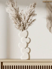 白色心形花瓶（1个） - 现代波西米亚风格，层叠心形设计，高品质陶瓷，适用于情人节、婚礼、办公室、卧室、壁炉架和桌面装饰 - 无需电池，婚礼装饰，表面光滑，情人节礼物，家居装饰 - 彩色 - 查看 3