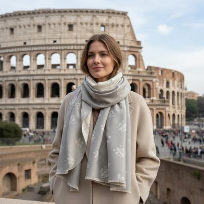 1pc Elegant Iris Floral Jacquard Scarf, Warm And Versatile Shawl/Wrap For Women, Suitable For Air-Conditioned Rooms, Autumn/Winter, Fashion Accessory And Gift