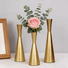 1 pieza/Set de 3 piezas Decoración floral de metal y hierro, minimalista y romántica, adecuada para bodas, fiestas, cenas a la luz de las velas, decoración de mesa de hogar, se puede usar como jarrón, decoración de habitación, decoración del hogar, centro de mesa, decoración de mesa de comedor, adecuada para flores secas y velas, no para líquidos