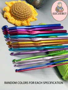 EDCUEBE7 2.0-10.0 Aluminum Alloy Crochet Hooks 14pcs/Set, Colorful Ergonomic Crochet Needles For Arthritis, Knitting, Yarn Crafting (Random Colors) - Multicolor - View 12