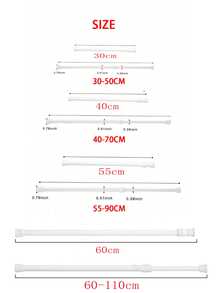 2 Pieces Set Of Punch-Free Curtain Rods, White Adjustable Spring Tension Curtain Rods (30cm/40cm/55cm/60cm), Expandable Spring Curtain Tension Rods Suitable For Windows, Bathrooms, Cabinets, And Kitchens, Telescopic Rods, Shower Curtain Rods, Clothes Drying Rods, Kitchen Pendant Rods, Wardrobe Struts, Door Curtain Rods