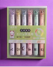 6 Pastel Colors Square Highlighter Pen, Kawaii Text Markers - CY7721 - Bộ 1 chú chó nhỏ - Xem 12