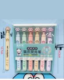 6 Pastel Colors Square Highlighter Pen, Kawaii Text Markers - CY7721 - Bộ 1 chú chó nhỏ - Xem 2