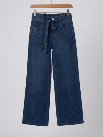 OENY | Women's Casual Long Denim Jeans With Drawstring And Zipper, Straight Leg, Medium Stretch Fabric, Suitable For Daily Wear