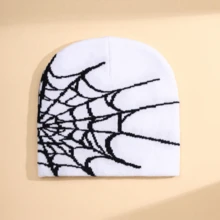 2pcs/Set Or 1pc Men's Unique Spider Web Jacquard Knit Beanie Hat, Suitable For Autumn/Winter Casual Wear - Multicolor - View 6