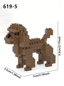 1pc Cartoon Building Block Mini Animal Dog Dachshund/Labrador/Schnauzer/Shiba Inu/Poodle/Teddy Pet Dog Companion DIY Creative Educational Children Assembly Building Block Toy Model Home Decor Desktop Ornament Birthday Gift - Multicolor - View 13