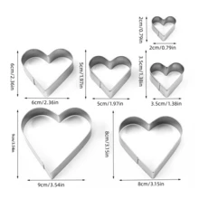 10 piezas Juego de cortadores de galletas con forma de corazón de acero inoxidable, adecuado para hornear en la cocina, fondant, hacer galletas, bodas, Día de San Valentín, fiestas de aniversario - Plateado - Ver 2
