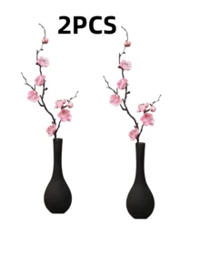 1件人造桃花和蜡梅花装饰摆件，适用于家具、书桌、办公室、餐厅、派对花瓶 - 粉色 - 查看 10