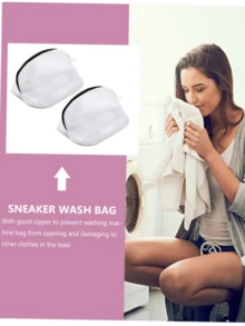 1pc/4pcs Large Mesh Laundry Bags With Zipper, Reusable Washing Machine Protection Net, Home Laundry Travel Storage, Christmas Home Gift - White - View 2
