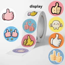 500pcs/Roll Thumb Up Encouragement Stickers, Ideal Small Gift. DIY Decorative Stickers. Happy New Year. 8-10 Assorted Patterns, Suitable For Decorating Small Gifts, Packaging Bags, Cups, Stationery, And More. - Multicolor-b - View 4