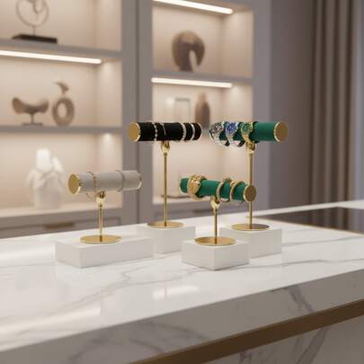 Suporte de Exibição de Joias em Aço Inoxidável com Veludo, Adequado para Exibir Colares, Pulseiras e Relógios, Vitrines de Exibição e Armazenamento de Joias.