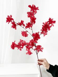 1/2/3支装仿真丝樱花/桃花/梅花枝条，带叶子，适用于墙面、客厅、卧室、婚礼、派对装饰、桌面摆设。家居、书桌、厨房、婚礼、餐桌、中心装饰、办公室、花园、户外、房屋、庭院装饰，适合春、夏、秋、冬四季。 - 紅色 - 查看 8