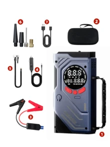 1pc 150PSI 5000A Jump Starter With Air Compressor, 5 In 1 Function Digital Car Tire Inflator Jump Box Battery Pack, Portable Car Battery Charger For 10L Gas Or 5.0L - Multicolor - View 11