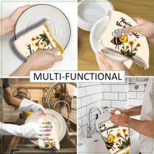 Bộ 2/4 khăn lau bát đĩa in hình ong, khăn sợi nhỏ siêu thấm hút hiện đại dùng cho nấu ăn, nướng bánh, rửa bát, lau dọn, khăn tay, khăn trà, mềm mại và thấm hút cao, trang trí nhà bếp, quà tặng cho hàng xóm, mẹ, sinh nhật, tân gia cho bạn bè, đồ dùng nhà bếp thiết yếu, nhu yếu phẩm hàng ngày. - Nhiều màu - Xem 6