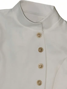 Women's High Neck Puff Sleeve Button Decorated A Line Mini Dress, Suitable For Going Out, Cocktail Party, Party, Christmas, Nightclub, Banquet, Film Festival, Cinema, Ball, Cocktail Party, Bar, Wedding, Graduation Ceremony, Back-To-School Birthday Party,Valentine's Day,Clothes,Valentine Outfits For Women, Rebellious Girl, Holiday-Themed Party, Out Dress, Streetwear, Fashion Show, Date, Valentine 's Day, Out Work University, School Village, Concert, Street Girl, Girl, Country Outfits Women, Out Best Women, Ladies' Vacation Dress, Country Concert Country Concert Outfit,New Years Outfit Women - 白色 - 查看 4