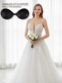 2pcs Front Closure Self-Adhesive Bras, Skin Tone + Black, Wash After Wearing To Maintain Adhesiveness - Multicolor - View 12