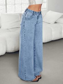 Jeans de cintura alta y ajuste ceñido lavados, Jeans de cintura alta y ajuste ceñido de elasticidad alta, Ropa de denim y ropa para mujeres, Jeans de denim ajustados para mujeres, Pantalones de denim para mujeres, Súper elásticos, Push up, Cintura alta, Estilo casual, Jeans azules ajustados y elásticos, Jeans de denim casuales - Neblina azul - Ver 4