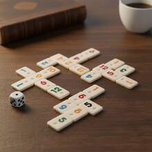 1 Set Juego de Mesa de Rummy para Viaje, Incluye Bolsa de Lona Duradera, Juego de Cartas Clásico de Rummy, Adecuado para Juego Familiar, 106 Cartas, 4 Soportes para Cartas, 1 Dado (2-4 Jugadores) - Multicolor - Ver 7