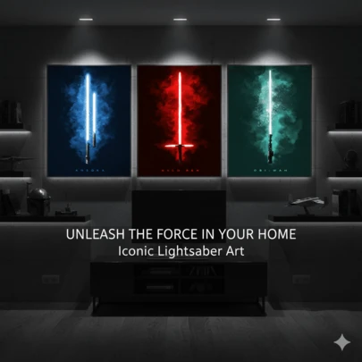  3 PiecesStar Wars Lightsaber Canvas Posters, Unframed Posters, Perfect As A Creative Gift, Wall Art, Mural, Hanging Picture, Canvas Print, Canvas Poster, Canvas Wall Decor