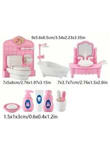 Mini Dual-Door Refrigerator, Dining Table Scene Model, Playhouse, Kitchen Dollhouse - Multicolor - View 2