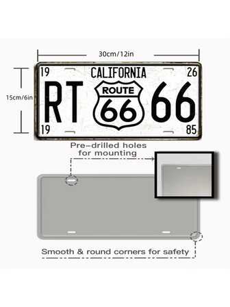 1pc Vintage Tin Metal Car License Plate Metal Poster Sign Tin Plate Retro Home Living Room Decor Car Plate Decor Front License Plate Cover Vanity Plate Metal Car Plate Aluminum Novelty Car Plate, 6*12in