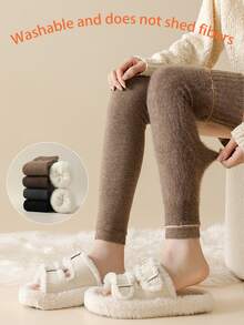 1 Pair Women's Thigh High Socks, Thermal Lined Thick Leg Warmers, Knitted Tall Socks, Autumn/Winter Home Socks, Warm For Winter - Suitable For Women 40kg-60kg - Stockings - View 4