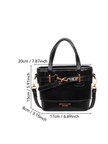 Túi xách nữ màu trơn thời trang, kiểu dáng mini xô đa năng với hai quai xách và dây đeo vai có thể điều chỉnh, phù hợp cho sinh viên, đi làm, mua sắm và sử dụng hàng ngày. - màu đen - Xem 3