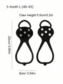 1双户外徒步5/8齿冰爪防滑鞋套，适用于雪地靴，轻便防滑，男女通用，耐用钢钉，适合老年人、徒步旅行者和冰上行走，防止滑倒 - 黑色 - 查看 5