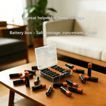 1pc Large Capacity Battery Storage Box, Suitable For AA/Battery Box, 9V Battery/AAA Battery And Multi-Section Battery Storage, Battery Storage, Multi-Function Battery Slot, Storage Plastic Box, Transparent Storage Box, Suitable For Household Toys/Remote Control Battery Storage, / Multi-Function Transparent Plastic Empty Storage Box, Used For Storing Earrings, Rings, Jewelry, Nail Art Supplies, Nail Art Tools, Nail Art Accessories, Jewelry Decorations And Storage. Suitable As A Gift For Women - Transparent White - View 7