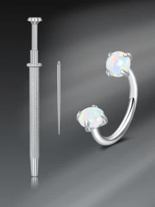 CIZME 3 pièces Anneaux de nez en acier inoxydable, anneaux de nez filetés intérieurs 16G, unisexe, double cristal en forme de fer à cheval pour le nez, le septum, la lèvre, les sourcils, le cartilage de l'oreille - Pince à boule effilée de 8 mm pour le remplacement de bijoux - Multicolore - Voir 32