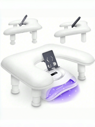 Professional Manicure Armrest: U-Shaped Adjustable Manicure Hand Rest, With Removable White PU Leather Soft Pad, Non-Slip Manicure Pillow, Suitable For Nail Salons And Home Studios, A Perfect Gift For Nail Artists, Beginners, Salon Owners, And An Excellent Choice For Christmas And Professional Appreciation.