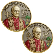 1/3Pcs Pope Leo XIV Golden Plated Souvenir Coin Collection Commemorative Coin Gifts - Gold - View 2