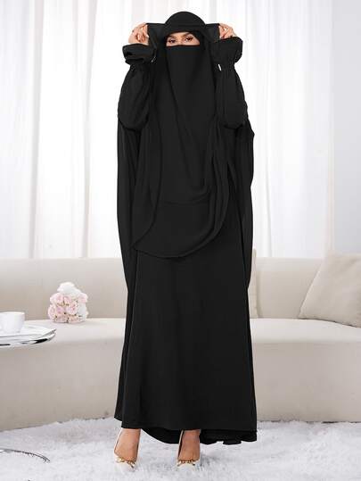 1 pieza Khimar hijab transpirable y amigable con la piel, adecuado para la oración diaria y el uso de mujeres musulmanas, para todas las estaciones