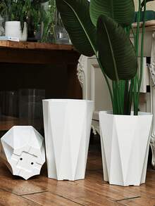 1pc Resin Planter, High-Quality Plastic Large Diameter Planter For Living Room, Yard, Thick Plastic Flower Pot For Potted Plants, Home Use