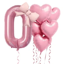 7pcs Pink Number Balloon Set, Heart Balloons And Bows, Numbers 1-9 - Soft Tones, Suitable For Baby Shower Decor, Girl's Birthday Party Decor, Christening, Baby Shower, 1-9 (Birthday, Anniversary) Party Supplies, Number Balloons, Foil Balloons, Valentine's Day Wedding Mother's Day Decor - Pink - View 17