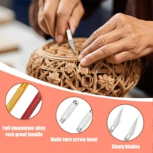 精密工艺刀套装 - 铝合金雕刻笔，色彩鲜艳，金属刀片，适用于精细纸张切割和DIY项目，手动操作，无需电池