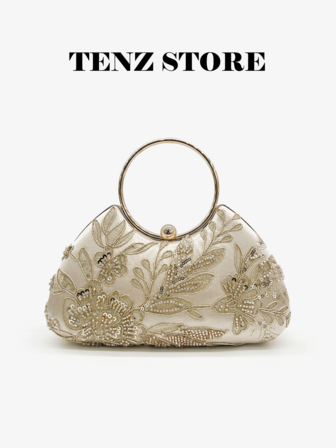 Kadınlar için Zarif Altın İşlemeli Payetli Abiye Çanta, Halka Saplı ve Uzun Çapraz Askılı, Sevgililer Günü Hediyeleri, Yılbaşı Partileri ve Bahar Düğünleri İçin Mükemmel.