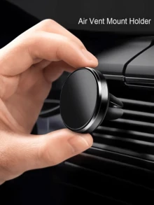 磁性车载手机支架 - 可旋转和可调节角度，稳定的吸盘底座，内置强力钕磁铁，自动连接，信号友好，紧凑稳定的设计，适用于所有智能手机（带或不带外壳），通风口和仪表板安装，单手操作方便