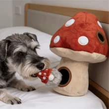 1pc Red Mushroom Shaped 3-In-1 Chew Squeaky Plush Dog Doll, Suitable For Dogs And Cats To Play With - Multicolor - View 5