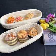 1pc 9.06/9.84/11.02/11.81 Inch White Baguette Bread Proofing Basket, Bread Dough Fermentation Tool, Baking Supplies, Home Rattan Bread Proofing Basket With Cloth Liner - White - View 7