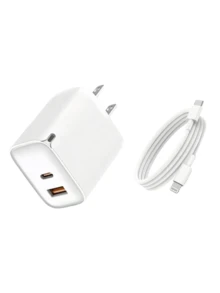 20W 超快充电双/单口 A+C / C+C / C 墙式充电器 - 兼容 USB-A 和 USB-C 数据线，多种配置可选。兼容 17/16/15/14/13/12/11 和三星 Galaxy S26/S25/S24/S23/S22。是居家、办公和旅行的理想之选。 - 美規A型插(110-127V) - 查看 21