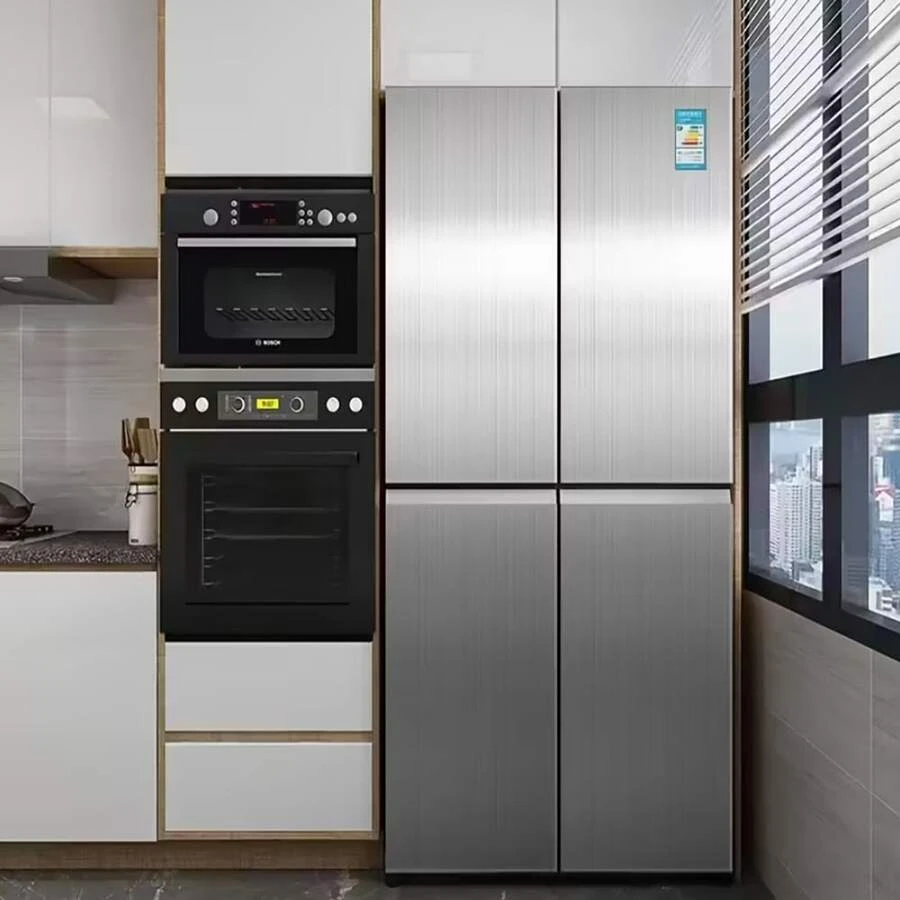 家电翻新最佳选择——银色不锈钢自粘贴纸,适用于厨房台面及其他纹理匹配的表面,金属质感,自带背胶。 - 銀色 - 查看 1