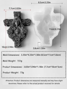 3D宗教人物硅胶蜡烛模具，耶稣、玛利亚、约瑟造型，经久耐用且柔韧，可重复使用，祈祷装饰DIY工具 - 白色 - 查看 8